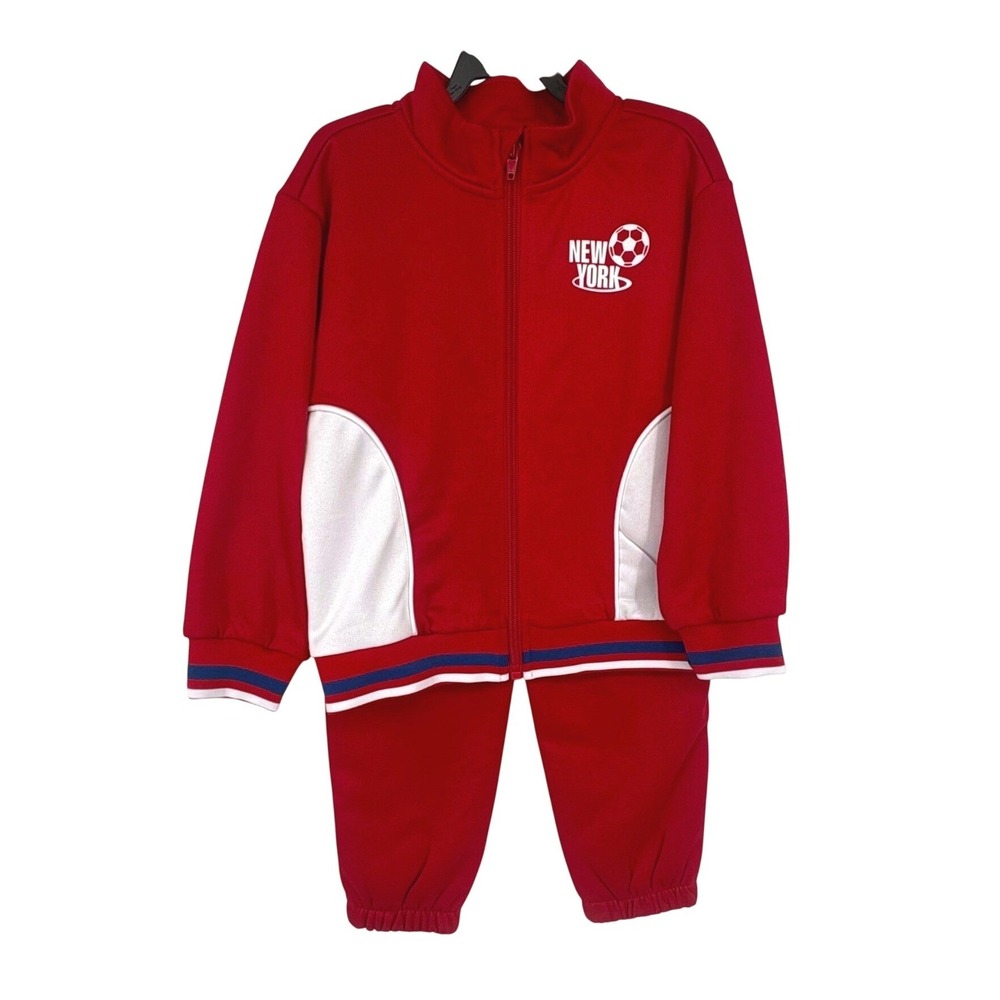 Wonder Nation Tracksuit Set Kids 4T Red New York Soccer Zip Jacket Joggers NEW